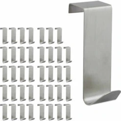 RELAXDAYS 40 X Türhaken Edelstahl, Zum Einhängen, Rostbeständig, S-Haken, Türkleiderhaken, Für 2 Cm Türfalz, Türaufhänger, Silber