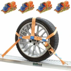 BAUMARKTPLUS 4x Spanngurte Autotransport Zurrgurt Radsicherung PKW KFZ Trailer Anhänger Verzurrsystem ORANGE