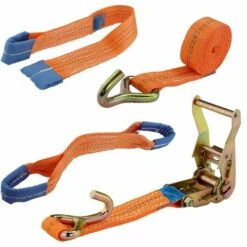 BAUMARKTPLUS 4x Spanngurte Autotransport Zurrgurt Radsicherung PKW KFZ Trailer Anhänger Verzurrsystem ORANGE -Seilwinden Sales 12454498 4