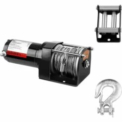 Seilwinde Elektrische 12 V Motorwinde Seilhebezug Seilzug 1.590 Kg MSW - Schwarz