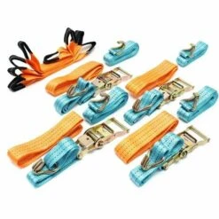 WILTEC Spanngurte 4er Set Für Den Autotransport, 50mm X 3,5m, 3000 DaN, Zurrgurte Zur Radsicherung