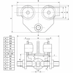 ECD Germany Laufkatze Rollfahrwerk 2t 2000kg - 66 -Ø220 Mm Flanschbreite - Handfahrwerk Unterflansch Hallenkran -Seilwinden Sales 14941859 5