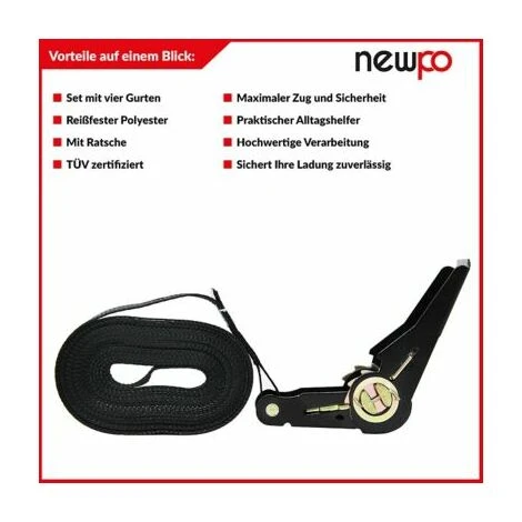 Spanngurt-Set | 4 Stück | Jeweils 6 Meter | Newpo Zurrgurt Ratsche Gurt 3 Spanngurt-Set | 4 Stück | Jeweils 6 Meter | Newpo Zurrgurt Ratsche Gurt – Bild 2
