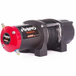 Rhino Winch Elektrische Seilwinde RHINO 12 V 4500 Lb / 2040 Kg Synthetisches Seil Stärker Als Stahl Schwarz Mit Zwei Drahtlosen Fernbedienungen – 2 Jahre Garantie -Seilwinden Sales 16597191 4