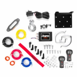 Rhino Winch Elektrische Seilwinde RHINO 12 V 4500 Lb / 2040 Kg Synthetisches Seil Stärker Als Stahl Schwarz Mit Zwei Drahtlosen Fernbedienungen – 2 Jahre Garantie -Seilwinden Sales 16597191 5