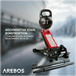 AREBOS 3T Rangierwagenheber | Wagenheber | Doppelkolben | Auto Heber | Flach | Hydraulisch - Schwarz / Rot -Seilwinden Sales 16739669 4