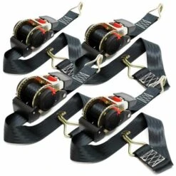 WILTEC Automatik Zurrgurt 4er Set 750 DaN Zuglast 3m X 50mm PES Spanngurt Mit S-Haken Selbstaufrollend