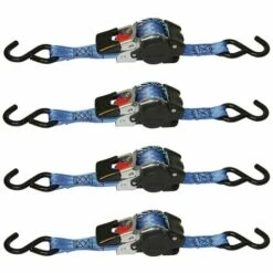 Kerbl Automatik-Zurrgurt Blau - Spanngurt - Mit S-Haken 3 M X 25 Mm - Zugkraft Direkt 300 Kg - 4 Stück