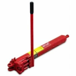 BITUXX 8T Hydraulik Zylinder Mit Doppel Hub Pumpe Teleskopzylinder 8 Tonnen 8T Bis 115cm Hub Rot