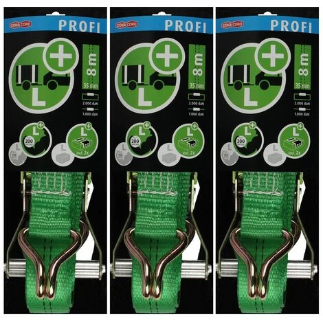 CONACORD 3er Set PROFI Spanngurt Ladungsgurt Zurrgurt 8mx35mm + Ratsche Mit 2 Spitzhaken Ratschengurt 3 CONACORD 3er Set PROFI Spanngurt Ladungsgurt Zurrgurt 8mx35mm + Ratsche Mit 2 Spitzhaken Ratschengurt