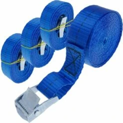 PrimeMatik - Packung Mit 4 Spanngurten Mit Schnalle 2,5m X 25mm 250Kg, Farbe Blaue