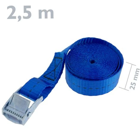 PrimeMatik - Packung Mit 4 Spanngurten Mit Schnalle 2,5m X 25mm 250Kg, Farbe Blaue 4 PrimeMatik - Packung Mit 4 Spanngurten Mit Schnalle 2,5m X 25mm 250Kg, Farbe Blaue – Bild 2