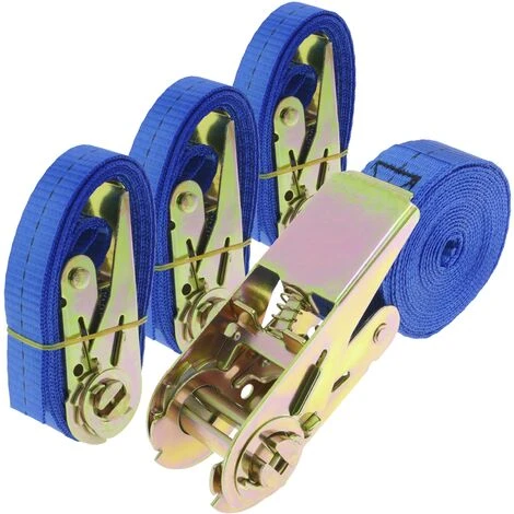 PrimeMatik - Packung Mit 4 Spanngurten Mit Ratsche 2.5m X 25mm 800Kg, Farbe Blau 3 PrimeMatik - Packung Mit 4 Spanngurten Mit Ratsche 2.5m X 25mm 800Kg, Farbe Blau