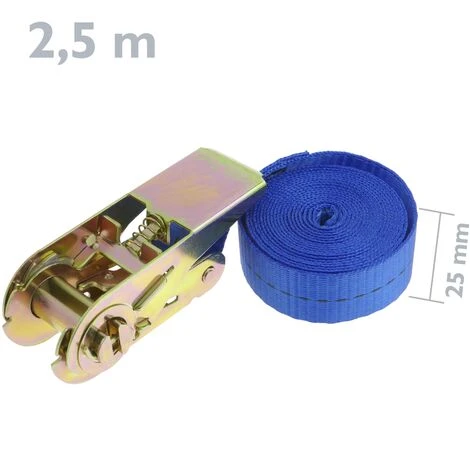 PrimeMatik - Packung Mit 4 Spanngurten Mit Ratsche 2.5m X 25mm 800Kg, Farbe Blau 4 PrimeMatik - Packung Mit 4 Spanngurten Mit Ratsche 2.5m X 25mm 800Kg, Farbe Blau – Bild 2