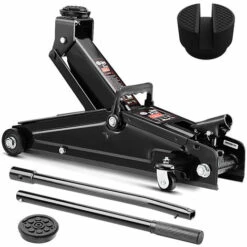 Deuba Hydraulischer Wagenheber Rangierwagenheber 3 Tonnen Roll- Und Lenkbar Inkl. 2 Gummiauflagen Stahlverstärkung