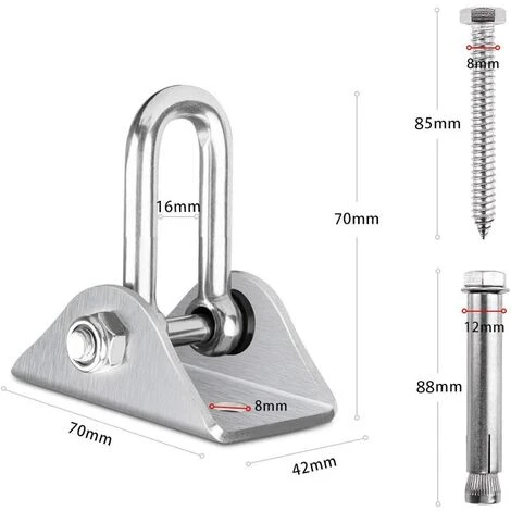 LANGRAY Edelstahl Schwerlast Deckenhaken Premium Hängematten Haken, 2 Schraube Für Beton Holz Yoga Hängematte Stuhl Sandsack, Wand-Haken, Decken-Haken, Traglast Bis 400Kg 4 LANGRAY Edelstahl Schwerlast Deckenhaken Premium Hängematten Haken, 2 Schraube Für Beton Holz Yoga Hängematte Stuhl Sandsack, Wand-Haken, Decken-Haken, Traglast Bis 400Kg – Bild 2