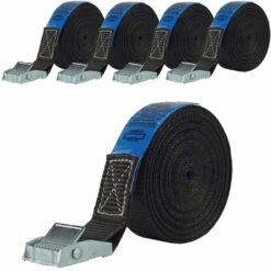 BAUMARKTPLUS 5x Profi Spanngurt Gurt Zurrgurt Klemmschloss Auto 1-tlg 6m 250 Kg SCHWARZ