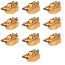 Topdeal Ratschen-Spanngurte 10 Stk. 2 Tonnen 8mx50mm Orange 04737
