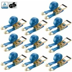 AREBOS Spanngurt Mit Ratsche 6m 50mm Hartgurt Zurrgurt Ratschenspanngurt 5000daN 2tlg EN 12195-2 10 Stück