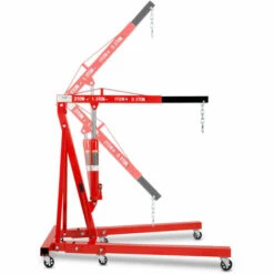 EBERTH Motorkran Werkstattkran Ladekran Mit 2000kg Maximalleistung, Hydraulischer Kran Für Die Werkstatt Mit 4-fach Verstellbarem Kranausleger 1050-1590mm, Einfach Klappbar, 6 Robuste Lenkrollen -Seilwinden Sales 2796436 3 1