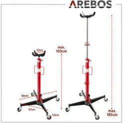 AREBOS Getriebeheber 500 Kg Motorheber Faulenzer Motorblock 0,5 Tonnen Getriebe Heber - Rot -Seilwinden Sales 30091467 5