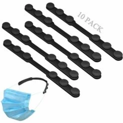 BRIDAY Silikon-Maskenband-Verlängerung Mit Knöpfen, 10 Stück Einstellbare Anti-Rutsch-Maskenverlängerung, Anti-Flexible Straffung Elastische Ohr-Band-Haken-Schutz - Schwarz