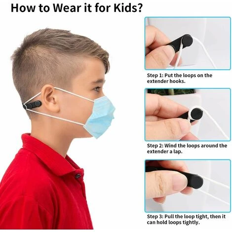 BRIDAY Silikon-Maskenband-Verlängerung Mit Knöpfen, 10 Stück Einstellbare Anti-Rutsch-Maskenverlängerung, Anti-Flexible Straffung Elastische Ohr-Band-Haken-Schutz - Schwarz 6 BRIDAY Silikon-Maskenband-Verlängerung Mit Knöpfen, 10 Stück Einstellbare Anti-Rutsch-Maskenverlängerung, Anti-Flexible Straffung Elastische Ohr-Band-Haken-Schutz - Schwarz – Bild 4