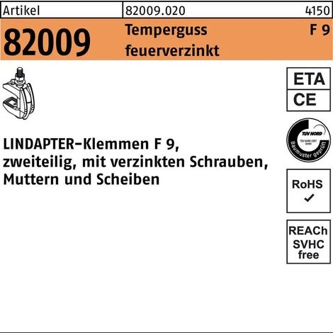 Lindapter Klemme R 82009 GTW 40 F 9 M 16 / 29 - 69 Temperguss Feuerverzinkt 3 Lindapter Klemme R 82009 GTW 40 F 9 M 16 / 29 - 69 Temperguss Feuerverzinkt