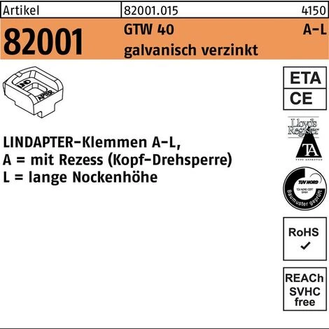 Lindapter Klemmen R 82001 GTW 40 LM 16 / 11,0 Galvanisch Verzinkt 3 Lindapter Klemmen R 82001 GTW 40 LM 16 / 11,0 Galvanisch Verzinkt
