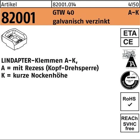 Lindapter Klemmen R 82001 GTW 40 KM 16 / 5,5 Galvanisch Verzinkt 3 Lindapter Klemmen R 82001 GTW 40 KM 16 / 5,5 Galvanisch Verzinkt