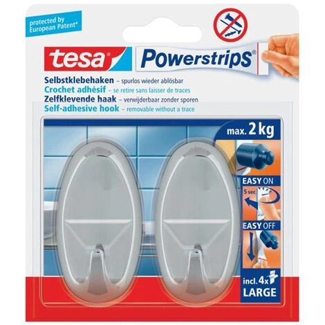 GLOBAL HEADQUARTERS - TESA SE Powerstrips Haken Large Oval Chrom Inklusive 4 Powerstrips Large 3 GLOBAL HEADQUARTERS - TESA SE Powerstrips Haken Large Oval Chrom Inklusive 4 Powerstrips Large