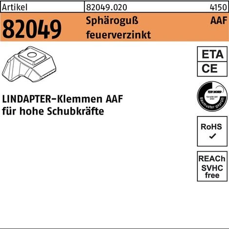 Lindapter Klemme R 82049 AAF M 12 Sphäroguß Feuerverzinkt 3 Lindapter Klemme R 82049 AAF M 12 Sphäroguß Feuerverzinkt