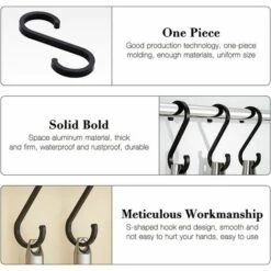 BRIDAY S-Haken, 20 Stück Aluminium S-Haken Hängehaken, Hängehaken Schwarz S-Haken Matte Finish Haken Für Küche, Schlafzimmer -Seilwinden Sales 33756161 3