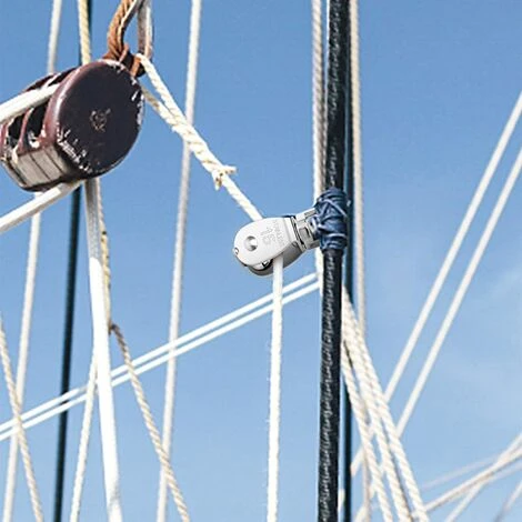 LITZEE 5-teilige Einzelwirbelrolle M15 Heavy Duty Edelstahl Einzelrolle Einzelblock Glatte 35KG Laderolle Zum Heben Von Seil Kabel Wäscheleine 4 LITZEE 5-teilige Einzelwirbelrolle M15 Heavy Duty Edelstahl Einzelrolle Einzelblock Glatte 35KG Laderolle Zum Heben Von Seil Kabel Wäscheleine – Bild 2