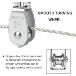 LITZEE 5-teilige Einzelwirbelrolle M15 Heavy Duty Edelstahl Einzelrolle Einzelblock Glatte 35KG Laderolle Zum Heben Von Seil Kabel Wäscheleine 9 LITZEE 5-teilige Einzelwirbelrolle M15 Heavy Duty Edelstahl Einzelrolle Einzelblock Glatte 35KG Laderolle Zum Heben Von Seil Kabel Wäscheleine -Seilwinden Sales 34910687 3