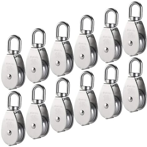 LITZEE M15 304 Edelstahl Einzelrolle, 15MM Einzelrolle Blockrolle, Krandrehpunkt Glatter Haken Drahtseil Kabelbelastung 77 Lbs / 35 Kg (12 Stück) 3 LITZEE M15 304 Edelstahl Einzelrolle, 15MM Einzelrolle Blockrolle, Krandrehpunkt Glatter Haken Drahtseil Kabelbelastung 77 Lbs / 35 Kg (12 Stück)