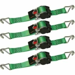 Kerbl Automatik-Zurrgurt Grün Mit Spitzhaken Mit Aufrollfunktion 3 M X 50 Mm - Zugkraft Direkt 750 Kg 4 Stück