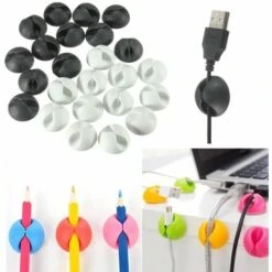 MOHOO 12 Stück Multifunktionales Drahtseil Kabel Drop Clips Krawatten USB Ladegerät Halter Organizer Mit Klebstoff Desktop Wire Ordentlich -Seilwinden Sales 36862194 4