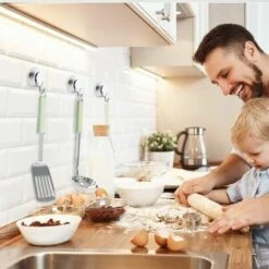 BRIDAY Saugnapf-Haken, 4 Stück Handtuchhalter, Edelstahl-Badezimmer-Wandhaken, Saug-Wandhaken, Kein Bohren Wandhaken, Für Badezimmer Und Küche Saugnapf-Haken -Seilwinden Sales 37100281 5