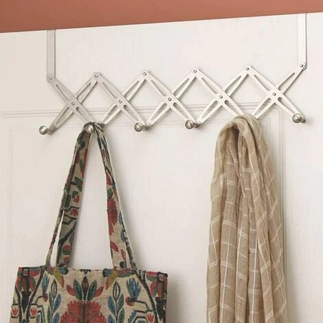 BETTERLIFE Edelstahl Türhaken Türmantel Für Türklapper Teleskop-Türhaken Mit 6 Haken Für Wohnzimmer Badezimmer Schlafzimmer Kleiderschrank (Silber) 3 BETTERLIFE Edelstahl Türhaken Türmantel Für Türklapper Teleskop-Türhaken Mit 6 Haken Für Wohnzimmer Badezimmer Schlafzimmer Kleiderschrank (Silber)