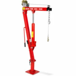 EBERTH 450 Kg Hydraulischer Pick-Up Kran (Lasthaken, Kette, Hubhöhe 1900 Mm, 360° Schwenkfunktion, Seilwinde, Zusammenklappbar) Ladekran Hebekran Schwenkkran