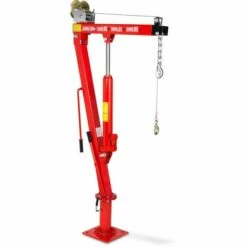 EBERTH 900 Kg Hydraulischer Pick-Up Kran (Lasthaken, Kette, Hubhöhe 1900 Mm, 360° Schwenkfunktion, Seilwinde, Zusammenklappbar) Ladekran Hebekran Schwenkkran