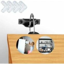 BRIDAY Möbelgurte Babysichere Sicherheit, Metall-Wandanker Anti-Kipp-Kit Sichere 400lb Fallende Möbel Einstellbar Schützen Kinder Haustier-Sicherheitsgurte Erdbebensicher 4er Pack Mit 4 Eckenschutz