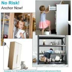 BRIDAY Möbelgurte Babysichere Sicherheit, Metall-Wandanker Anti-Kipp-Kit Sichere 400lb Fallende Möbel Einstellbar Schützen Kinder Haustier-Sicherheitsgurte Erdbebensicher 4er Pack Mit 4 Eckenschutz -Seilwinden Sales 39925677 4