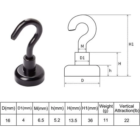 ILoveMilan 12LB Magnethaken, Packung Mit 12 Magnethaken Neodym-Magnet 5 ILoveMilan 12LB Magnethaken, Packung Mit 12 Magnethaken Neodym-Magnet – Bild 3