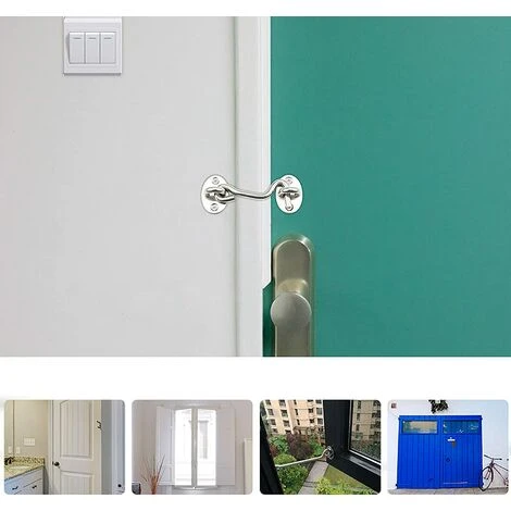 TRIOMPHE Tempete Hook, Hard Cabin Hook 2pc Verdicken Edelstahl Schloss Mit Heavy Duty Pendeltür Ersatzhalterung Für Gartentürfenster (Silber 75mm) 6 TRIOMPHE Tempete Hook, Hard Cabin Hook 2pc Verdicken Edelstahl Schloss Mit Heavy Duty Pendeltür Ersatzhalterung Für Gartentürfenster (Silber 75mm) – Bild 4