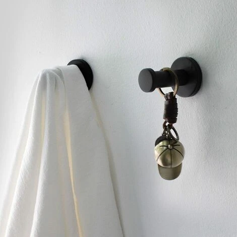 TRIOMPHE 2 Schwarze Runde Wandhaken, 50 Mm Verdeckte Kleiderhaken Geeignet Für Die Installation In Küche, Bad, Arbeitszimmer Und Schlafzimmer Zum Aufhängen Von Gegenständen 7 TRIOMPHE 2 Schwarze Runde Wandhaken, 50 Mm Verdeckte Kleiderhaken Geeignet Für Die Installation In Küche, Bad, Arbeitszimmer Und Schlafzimmer Zum Aufhängen Von Gegenständen – Bild 5