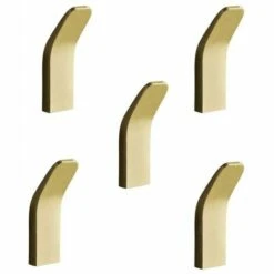 TRIOMPHE Schwere Selbstklebende Haken - Geschirrtuchhaken 5er-Pack Nagelstick-Stick Auf Haken, Rostfreie Badezimmerhaken, Wandhaken, Abnehmbar, Kein Bohren, Wiederverwendbare Kleiderhaken, Küchenhaken Für Das Schlafzimmer An Der Wand (gold)