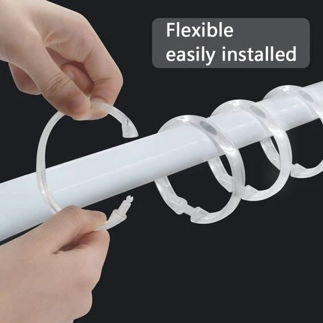 TRIOMPHE Duschringe, 12pcs, Runde Kunststoff-Durchsichtige Duschvorhanghaken Badezimmer-Nahthaken-Schieber 5 TRIOMPHE Duschringe, 12pcs, Runde Kunststoff-Durchsichtige Duschvorhanghaken Badezimmer-Nahthaken-Schieber – Bild 3