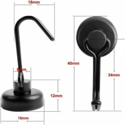 TRIOMPHE Magnethaken, Neodym-Swivel Magnetische Vorhänge SUPER SHART FORT STRAYS RESPONSANT BASE Kratzfest Für Kühlschrank, Kreuzfahrt, Mikrowelle, Badezimmer Oder Andere Innen- / Außenaufhängungen (DI16-Schwarz) -Seilwinden Sales 41681994 3